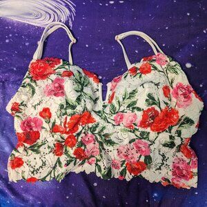 Pink Rose Patterned Bralette
